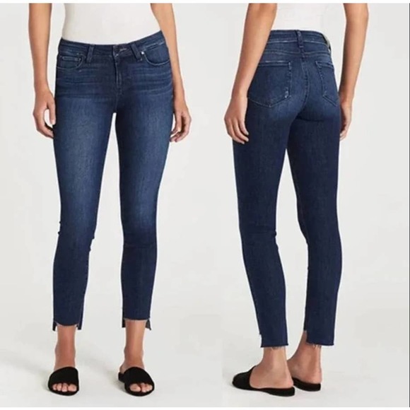 PAIGE Denim - Paige Skyline Women's Size 32 Ankle Peg High Rise Hem Dark Blue Denim Jeans